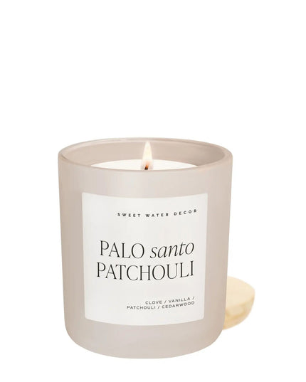 Palo Santo Patchouli 15oz White Candle
