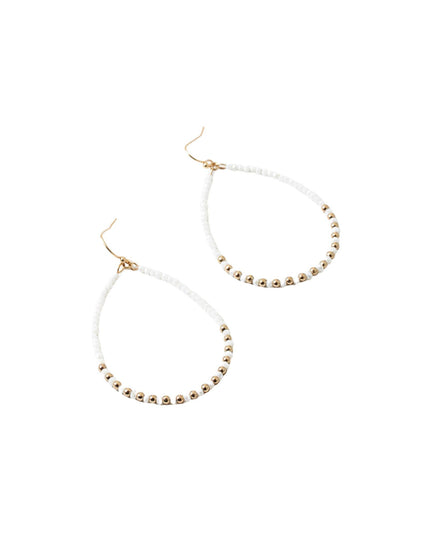 Seed Beaded Open Teardrop Gold Metal Earrings
