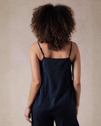 Linen Paneled Tiered Tank Top