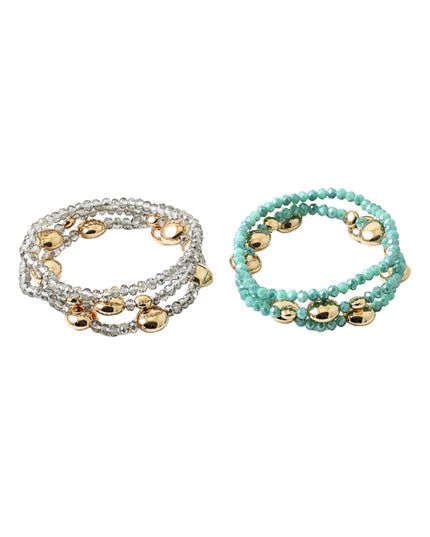 Triple Oval Gold Natural Stone Bead 3 Bracelet Set