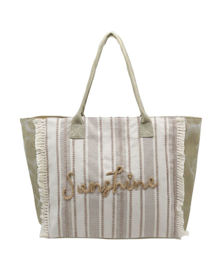 Sunshine Stripe Fringe Tote Bag