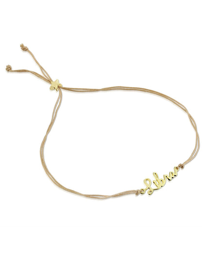 Zodiac Gold Scripted Adjustable Cord Bracelet