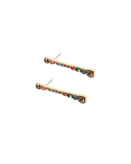 Mixed Color Crystals Bar Droplet Earrings