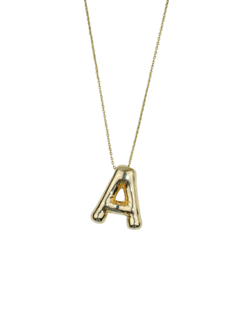 Bubble Initial Ball Gold Necklace