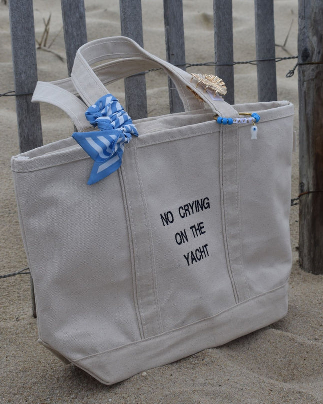 No Crying On The Yacht Embroidered Boat Totes