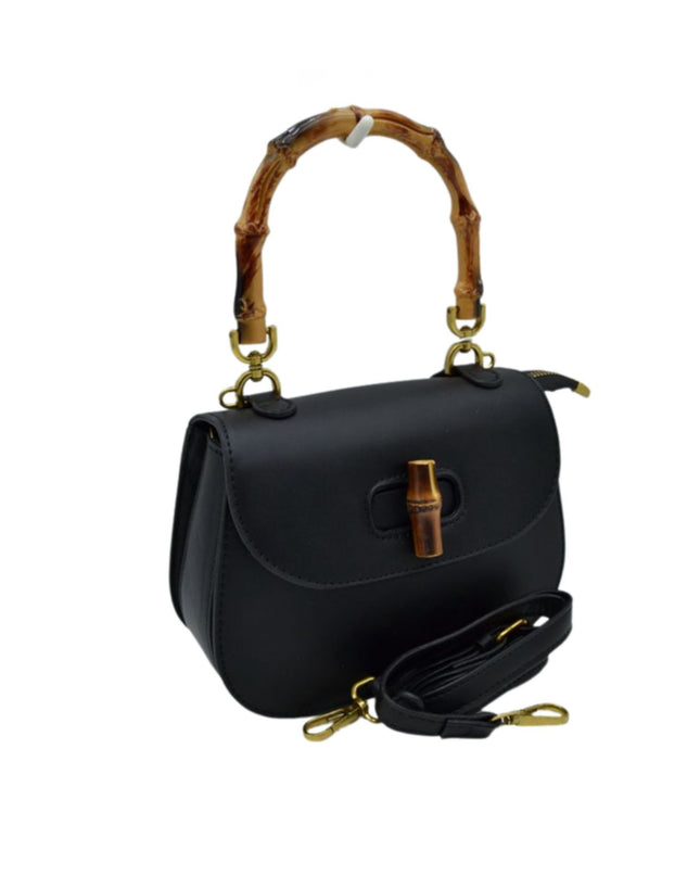 Bamboo Handle & Closure Detail Satchel Bag
