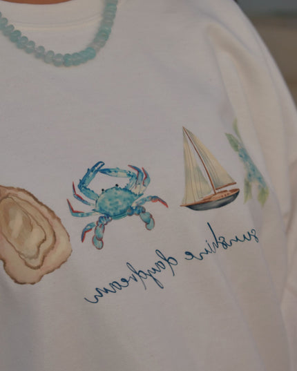 Costal Watercolor Beach Icon Crewneck Sweatshirt