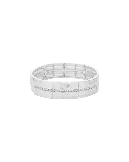 CZ Lined Metal Stretch Bracelet