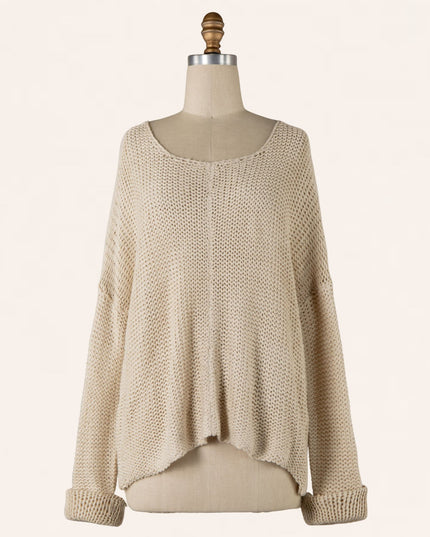 V Neck Cable Knit Long Sleeve Sweater