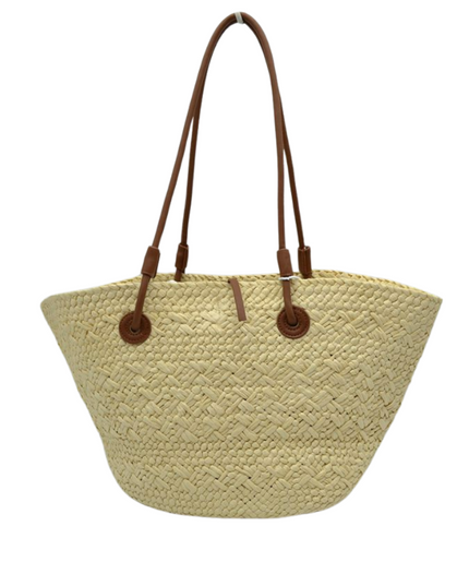 Oversized Straw Bucket Tote Bag