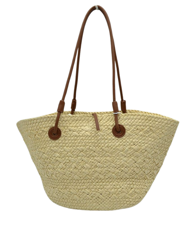 Oversized Straw Bucket Tote Bag