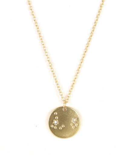 Zodiac Disc Gold Constellation Necklace