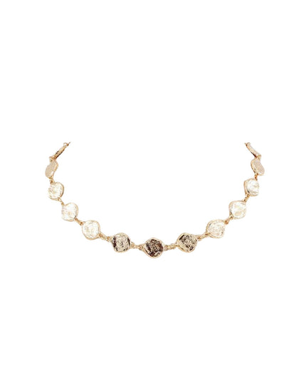 Textured Hammered Metal Disc Link Necklace