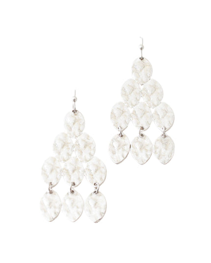 Hammered Marquise Link Metal Earrings
