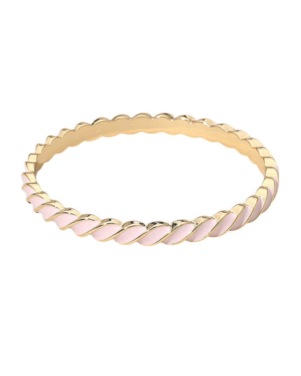 Enamel Inlay Twisted Hinged Bangle Bracelet
