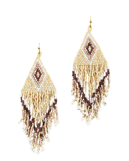 Seed Bead Kite Shape Fringe Earrings