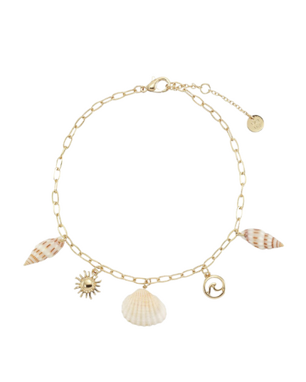 Wave, Sun, Shell Charm Bracelet