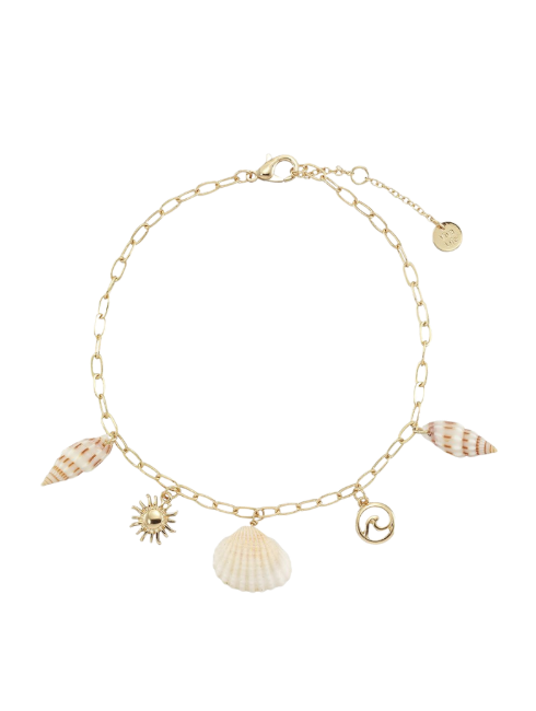 Wave, Sun, Shell Charm Bracelet