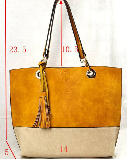 Gold Grommet Two Tone Tote Bag & Crossbody Bag