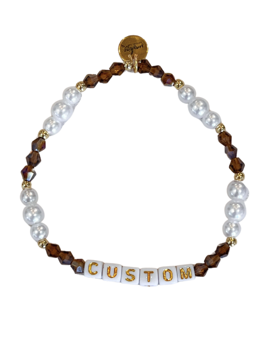 Triple Pearl Custom Letter Block Bracelet