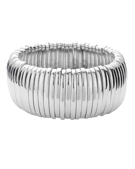 Plain 1" Wide Metal Bead Stretchable Bracelet