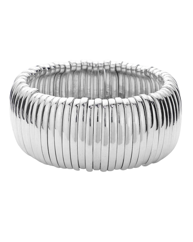 Plain 1" Wide Metal Bead Stretchable Bracelet