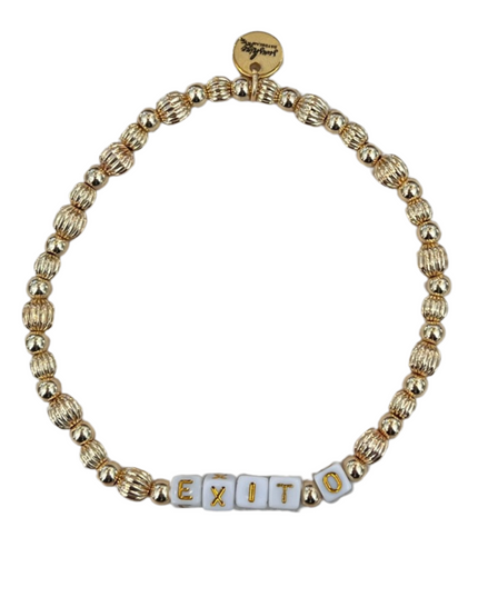 Exit 0 Golden Beaded Letter Block Bracelet