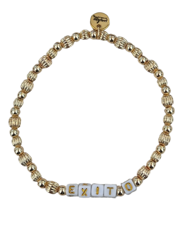 Exit 0 Golden Beaded Letter Block Bracelet