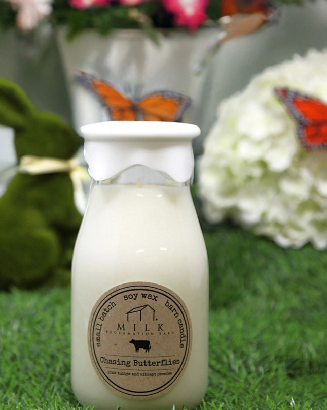 Chasing Butterflies Milk Bottle Candle