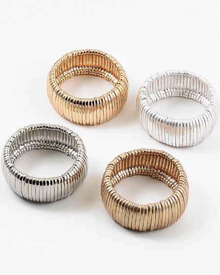 Plain 1" Wide Metal Bead Stretchable Bracelet