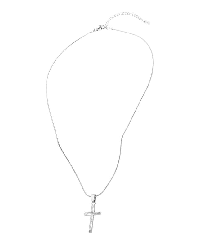 Pave Stone Cross Pendant Necklace