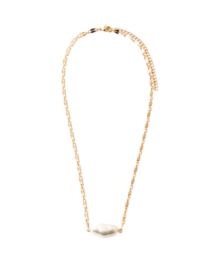 Oval Pearl Center Delicate Chain Necklace