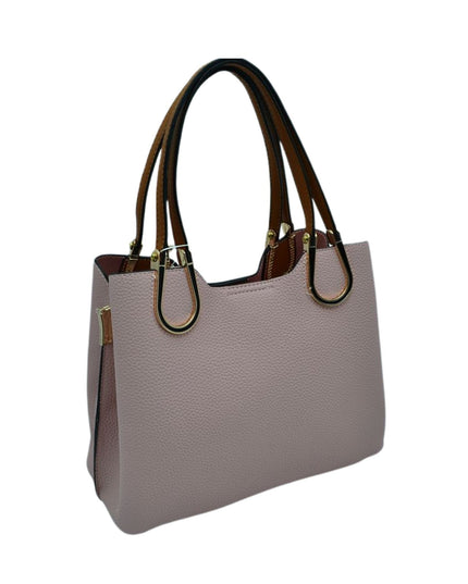 Structured Black & Gold Detailed Handle Handbag