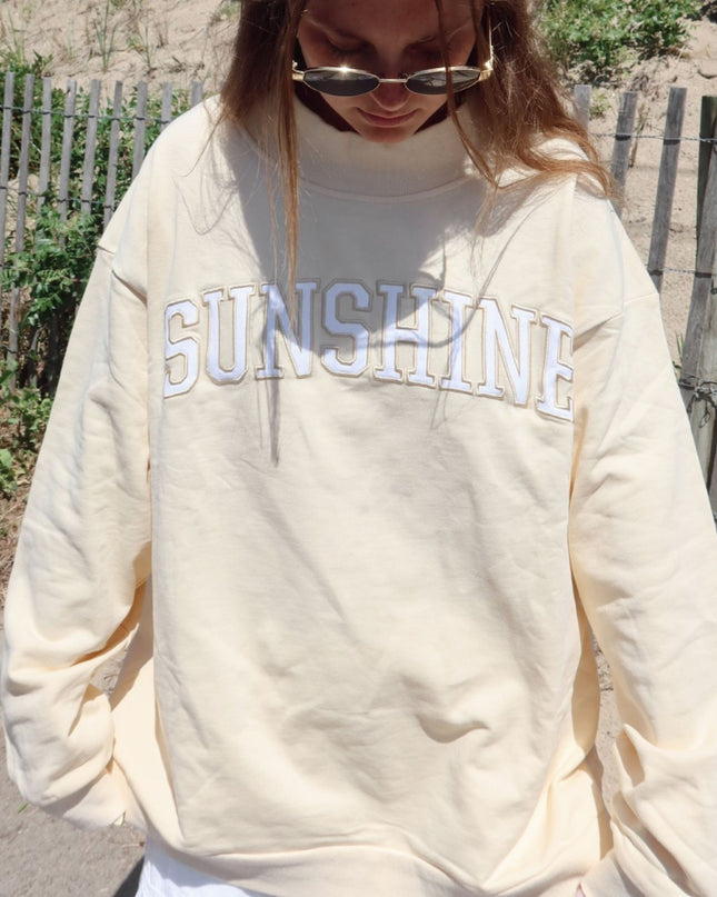 Sunshine Embroidered Terry Mock Neck