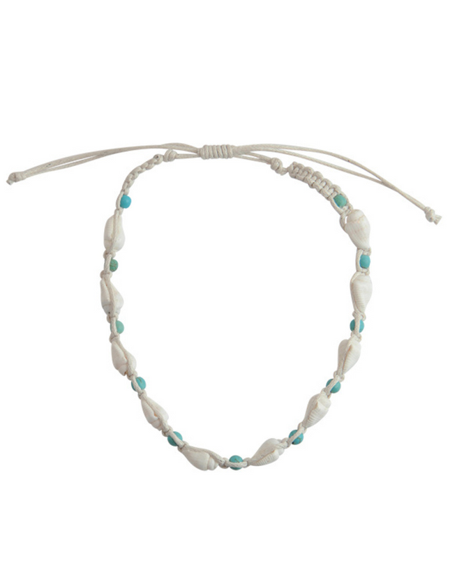 Howlite Shell Macrame Anklet