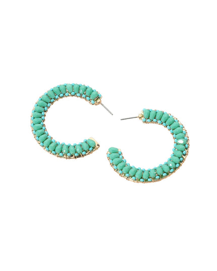 Seed Beaded Gold Wire Wrapped Hoop Earrings