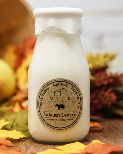 Autumn Leaves Milk Bottle Candle