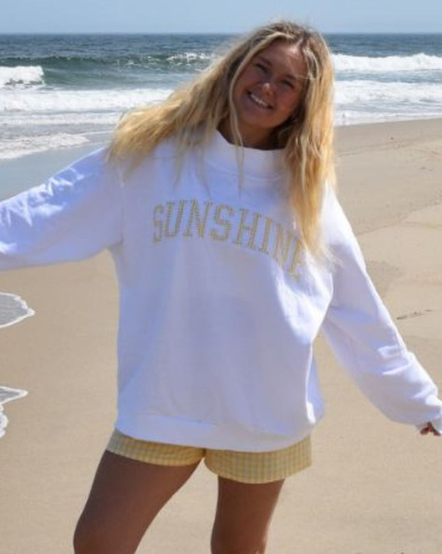 Gingham Sunshine Terry Mock Neck
