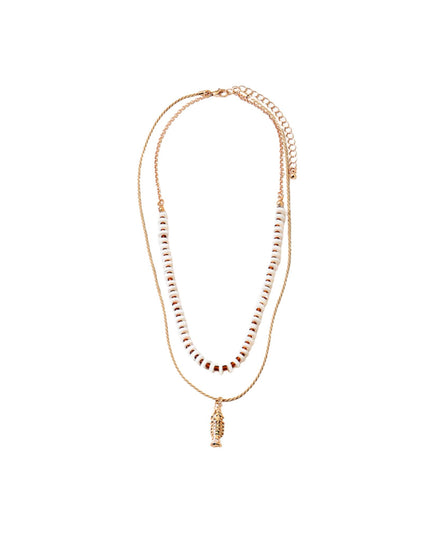 Shell Beaded Layered Fish Necklace