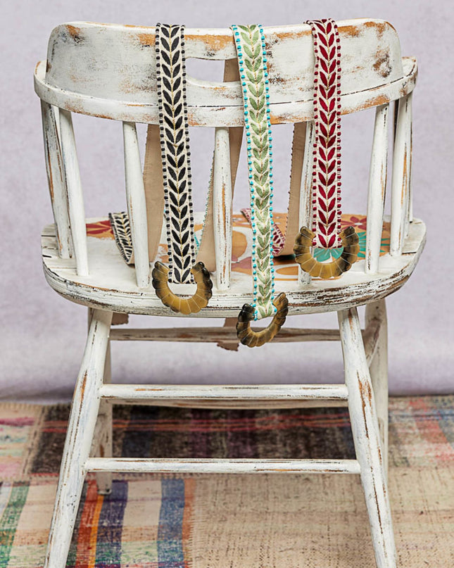 Leaf Embroidered Belt