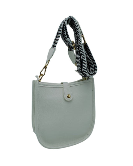 Stripe Strap Button Closure Messenger Bag
