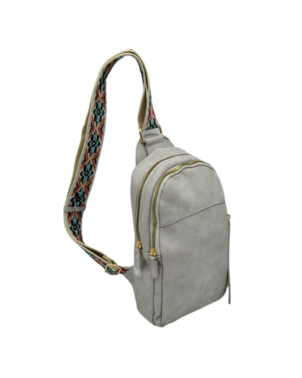 Diamond Design Multi Zip Sling Bag