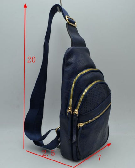 Laser Cut Front 3 Zip Sling Bag