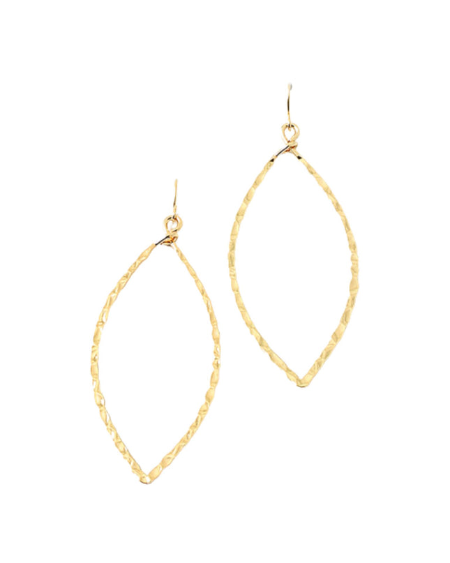 Marquise Hammered Metal Open Earrings