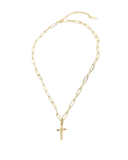Cross Pendant Paperclip Chain Necklace