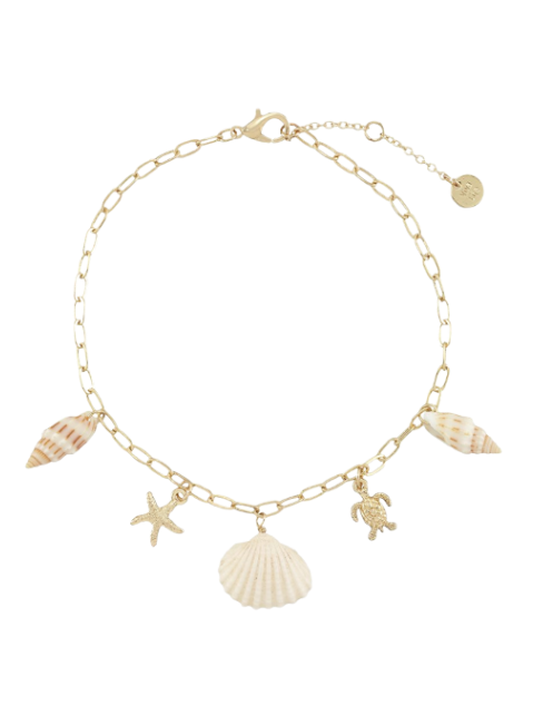 Turtle, Starfish, Shell Charm Anklet