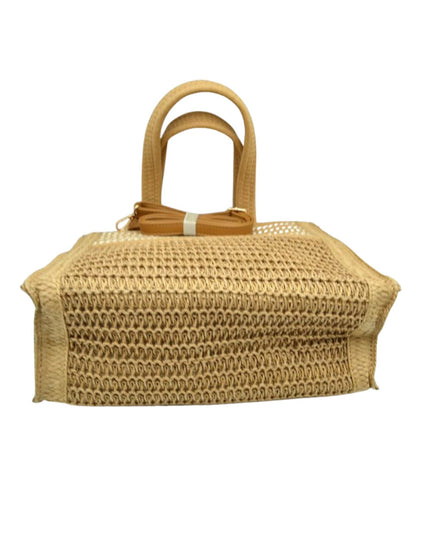 Square 2 Tone Straw Shoulder Bag