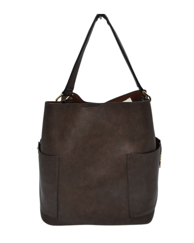 Zipper On Shoulder Strap & Side Pocket Hobo Tote Bag