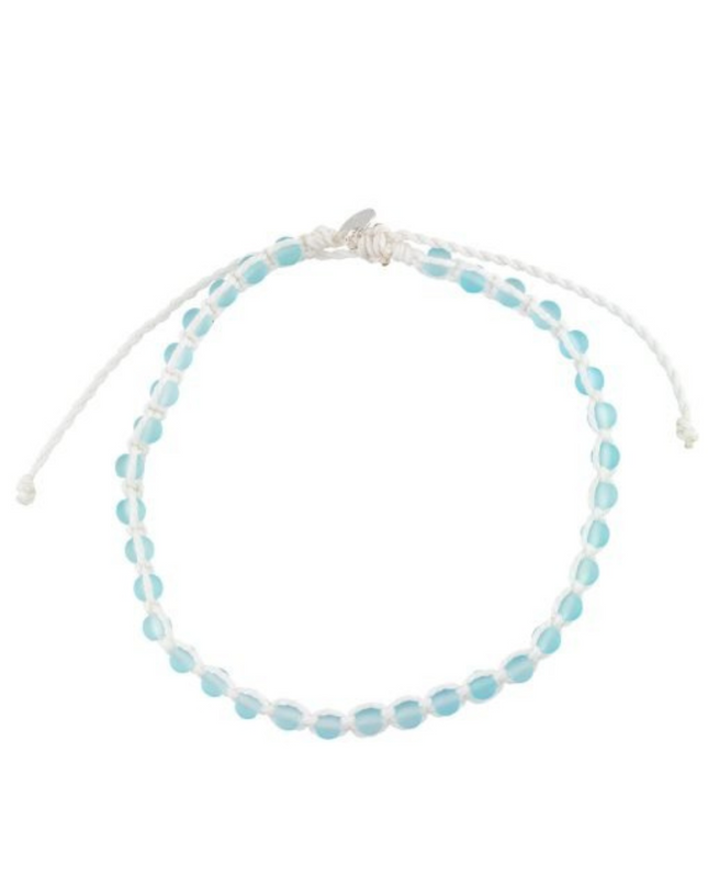 Frosted Bead White Cord Anklet