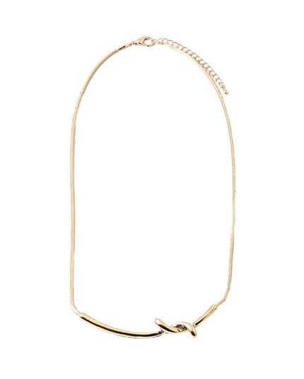 Link Knot Curved Bar Snake Chain Choker Necklace